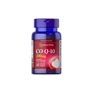 Puritan's Pride Q-SORB™ Coenzyme Co Q-10 200 mg, 60 rapid release softgels, supports heart and cardiovascular health with antioxidant properties.